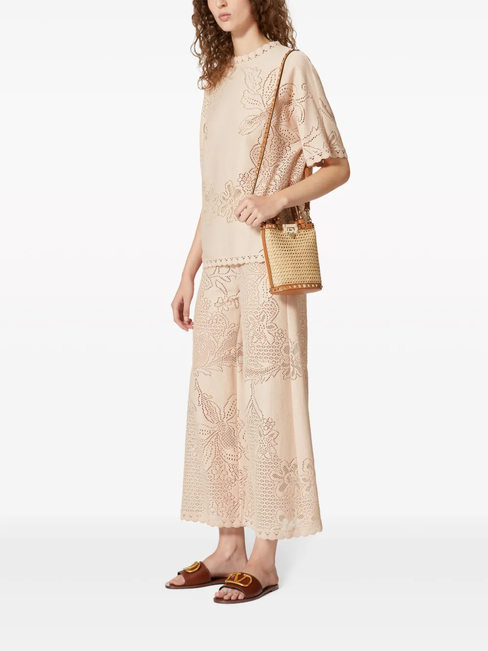 Valentino Garavani Rockstud raffia shopper - Beige