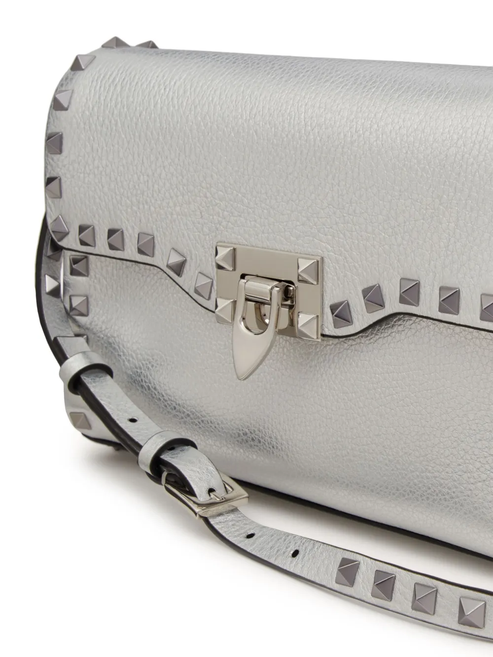 Valentino Garavani Small Rockstud Metallic Crossbody Bag Silver FARFETCH AE