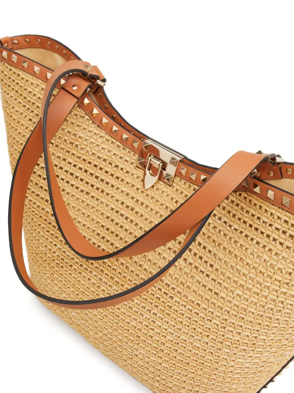 Valentino Garavani Rockstud Raffia Tote Bag Farfetch