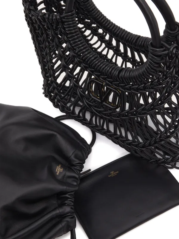 【関税&送料込】Valentino Garavani Bijoux Black Valentino Garavani AllKnots Woven Tote Bag | Black | FARFETCH JO