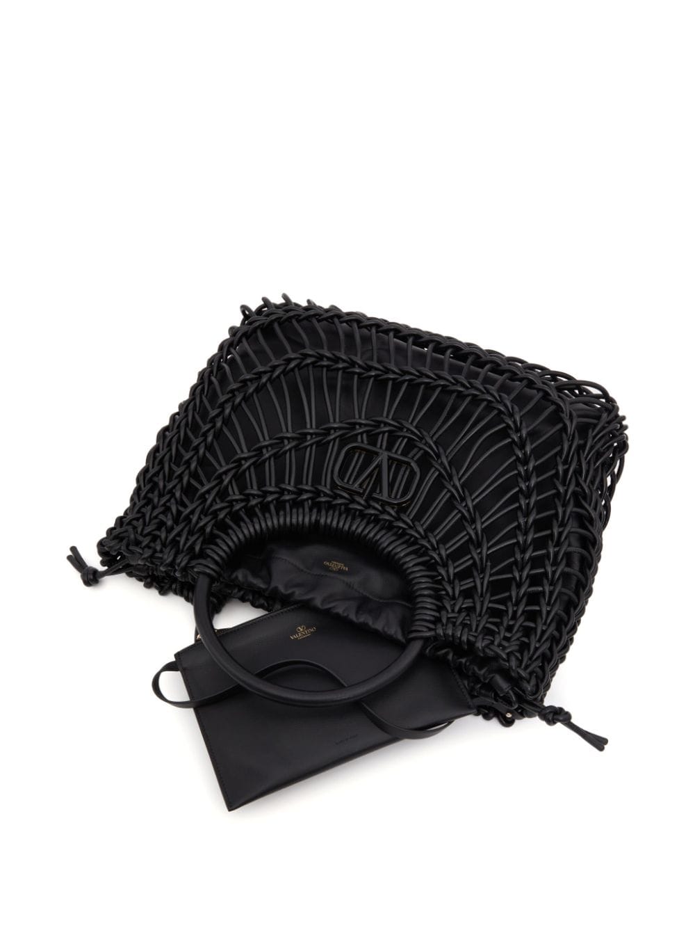 Shop Valentino Allknots Woven Tote Bag In Black