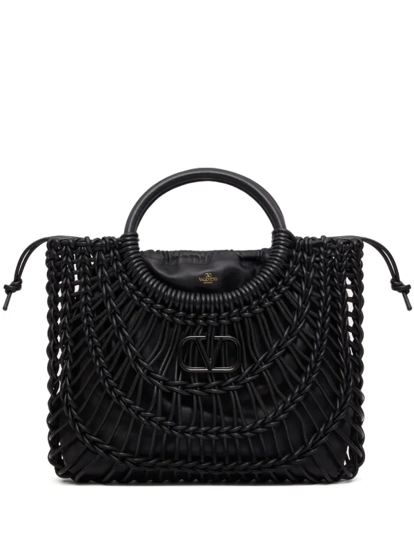 Valentino Garavani AllKnots Woven Tote Bag Black FARFETCH CA