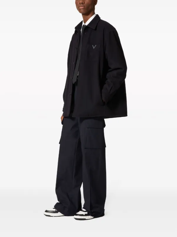 Valentino Garavani V-detail Shirt Jacket | Black | FARFETCH FI
