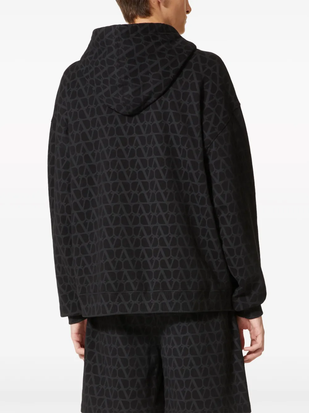 Shop Valentino Toile Iconographe Zip-up Hoodie In Black