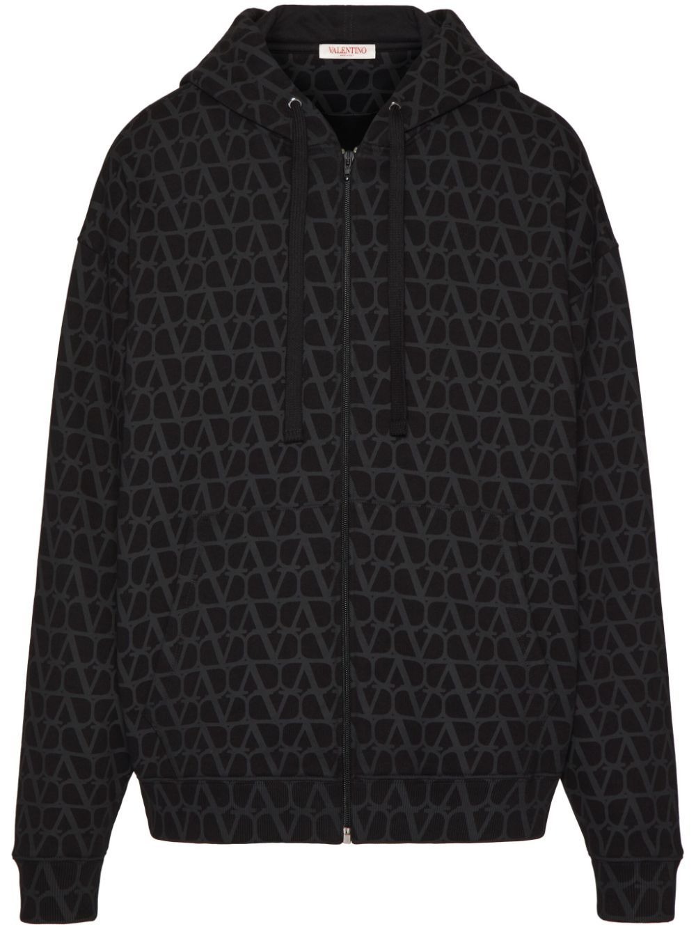 Shop Valentino Toile Iconographe Zip-up Hoodie In Black