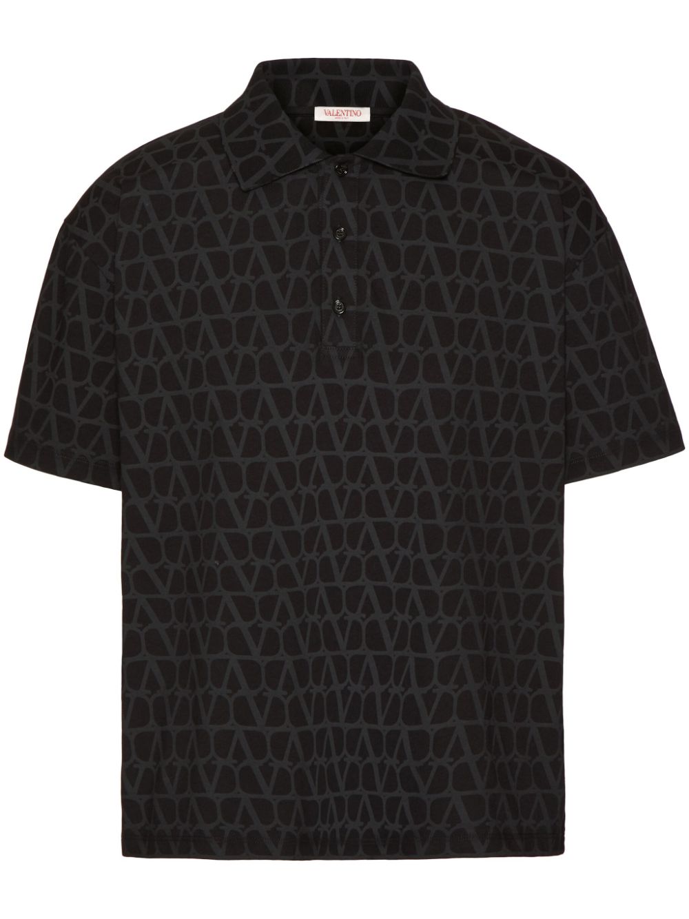 Shop Valentino Toile Iconographe Cotton Polo Shirt In Black