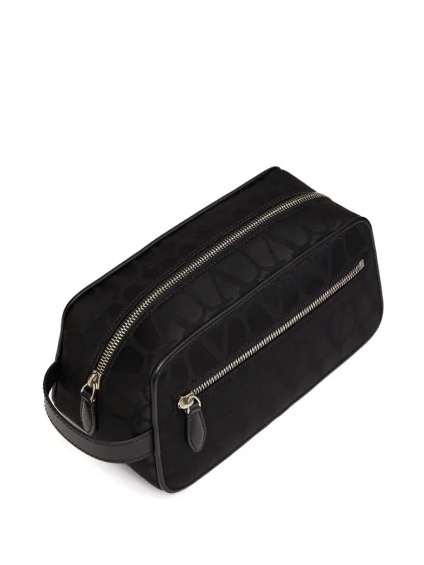 Valentino Garavani Toile Iconographe Zipped Wash Bag | Black