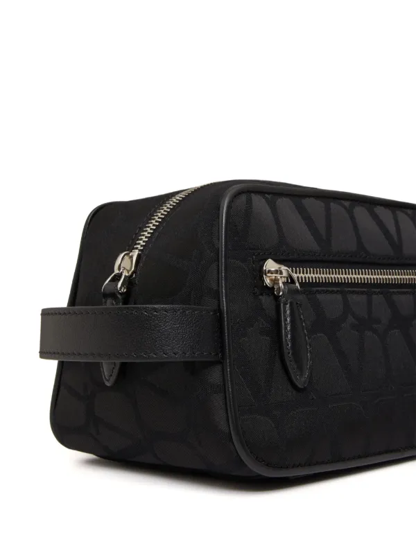 Valentino Garavani Toile Iconographe Zipped Wash Bag | Black