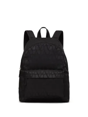 Valentino Garavani Men's Toile Iconographe Backpack with Leather Detailing - Black - Backpacks