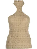 Nanushka checked seersucker top - Neutrals