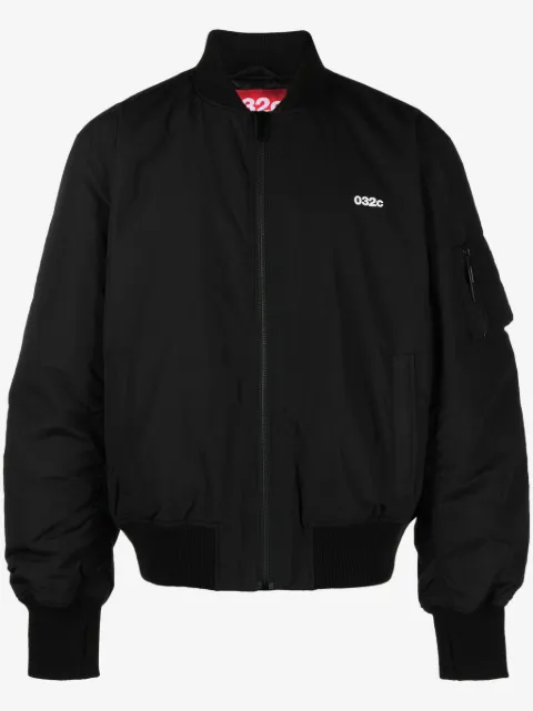 032c logo-print zip-up bomber jacket