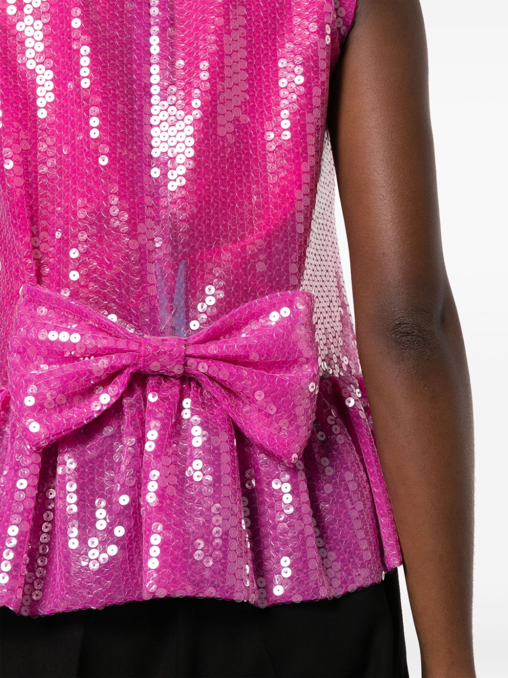 Shop Nina Ricci Sequin-embellished Ruffle-hem Top In Pink