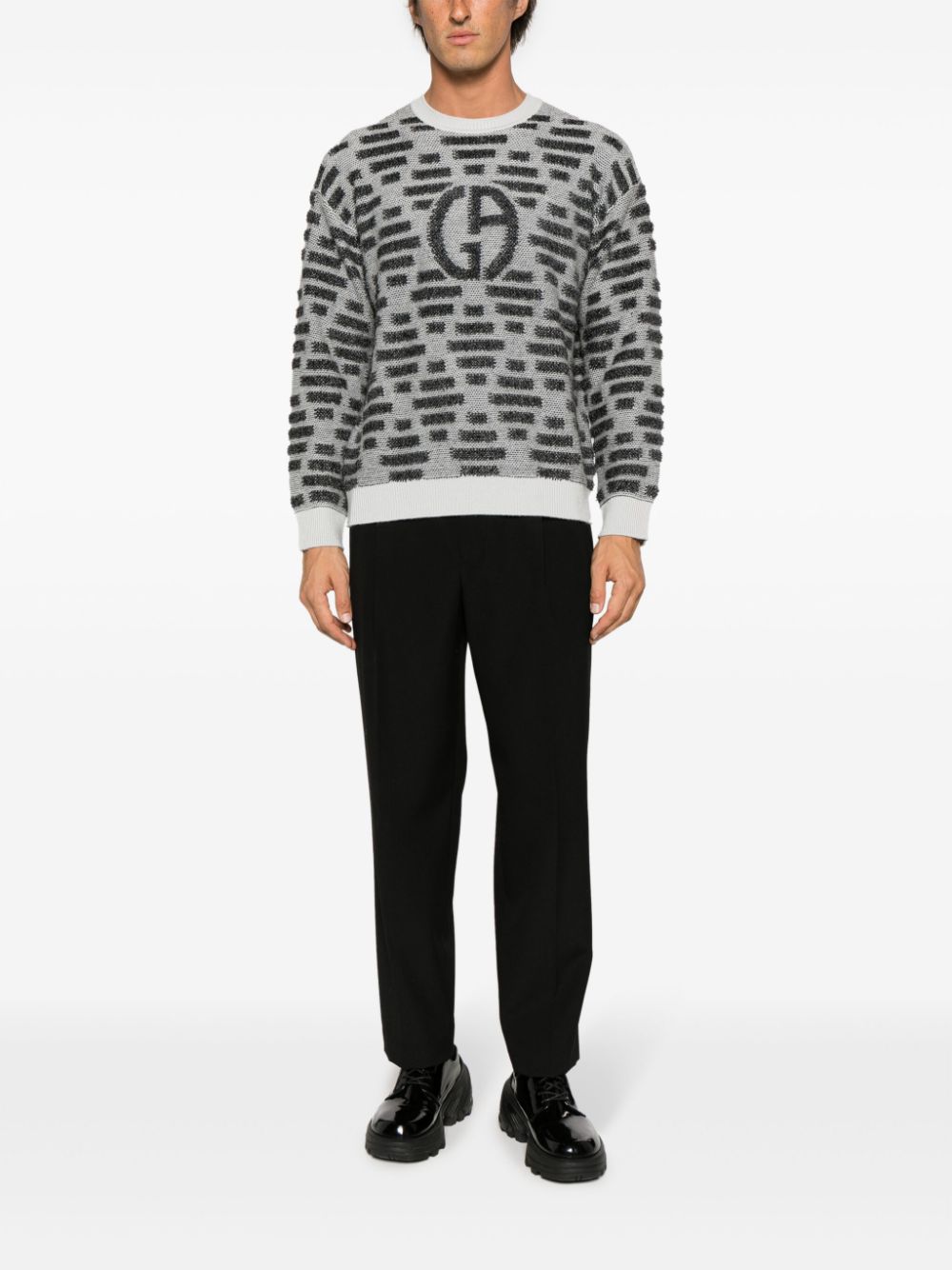 Giorgio Armani Neve patterned-jacquard jumper - Grijs