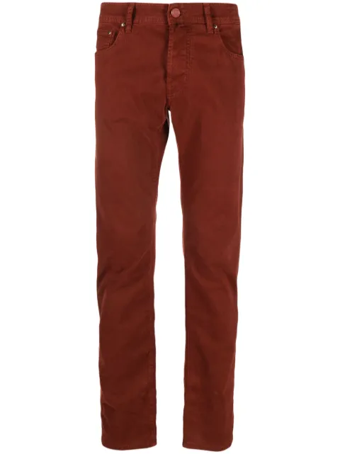 Jacob Cohën logo-patch cotton tapered trousers 