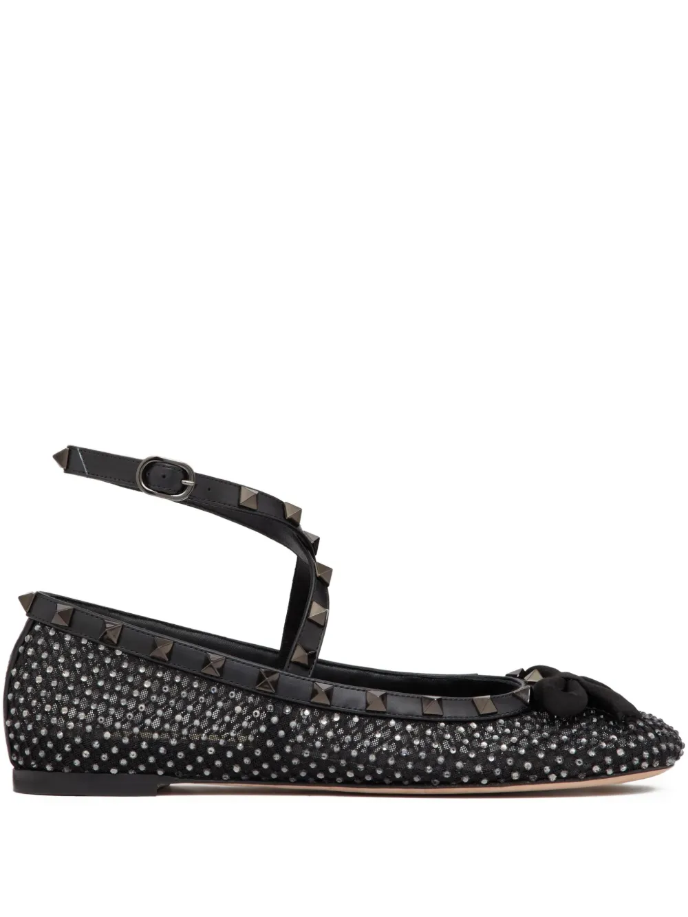 Valentino Garavani Sapatilha Rockstud com aplicação de strass | Preto | Image 1