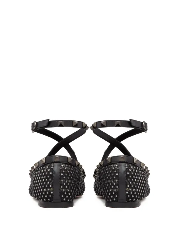 【関税＆送料込み】Valentino Garavani Black Flats Valentino Garavani Rockstud Ballet Flats | Black | FARFETCH JO