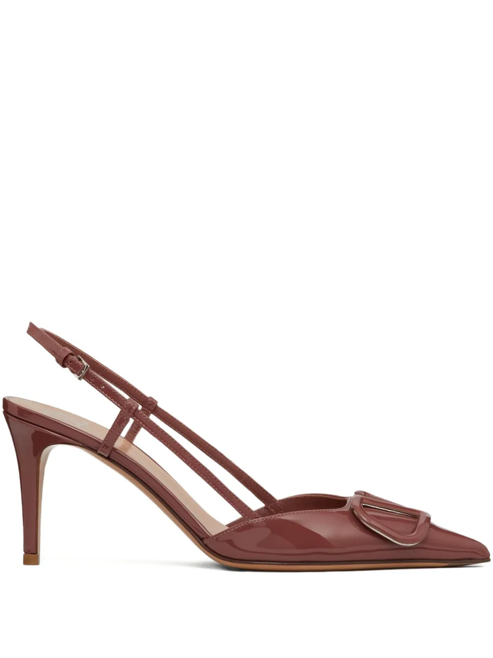 Valentino Garavani Vロゴ シグネチャー 80mm スリングバック パンプス - ブラウン Valentino Garavani Vロゴ シグネチャー 80mm スリングバック パンプス - ブラウン