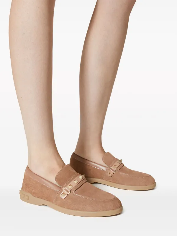 Valentino Garavani Leisure Flows Leather Loafers | Brown