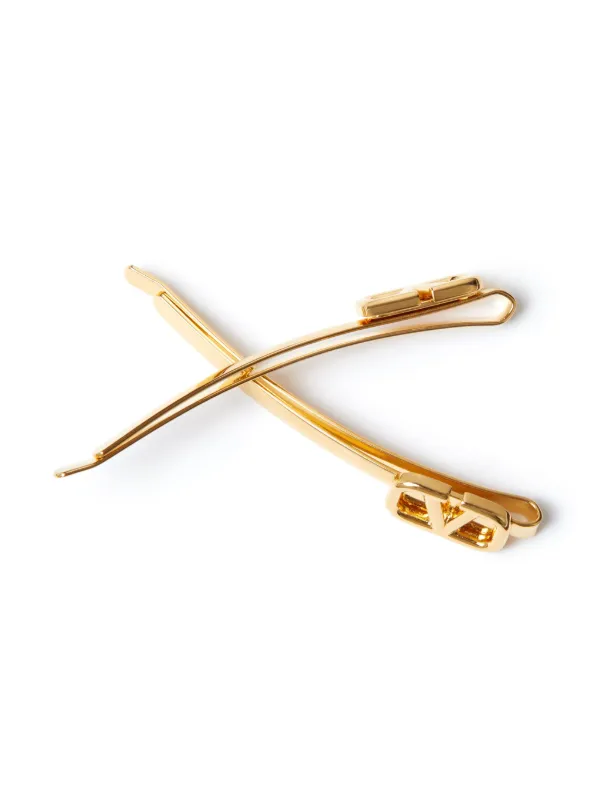 Valentino Garavani VLogo Signature Hair Clips | Gold | FARFETCH