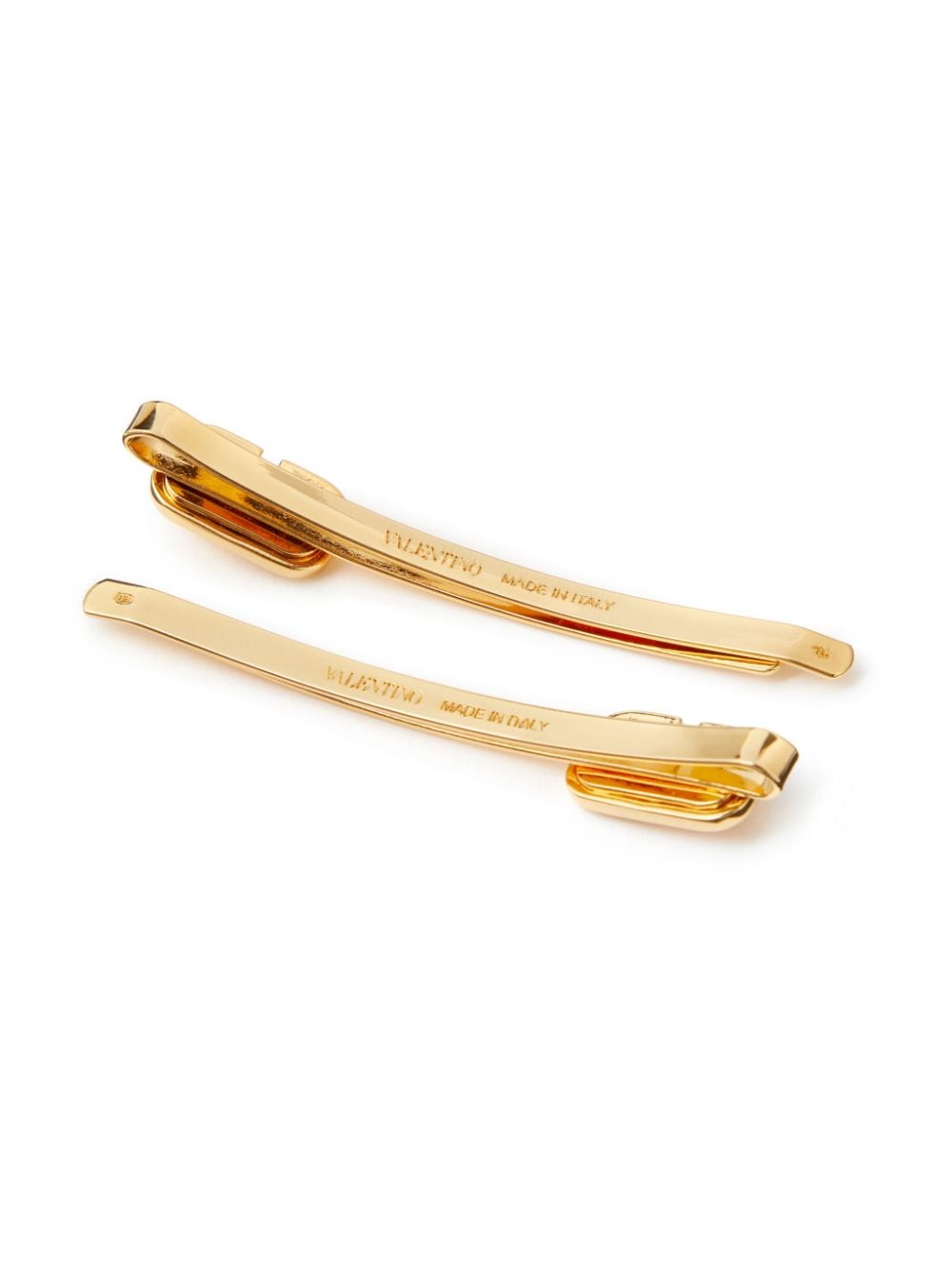 Shop Valentino Vlogo Signature Hair Clips In Gold