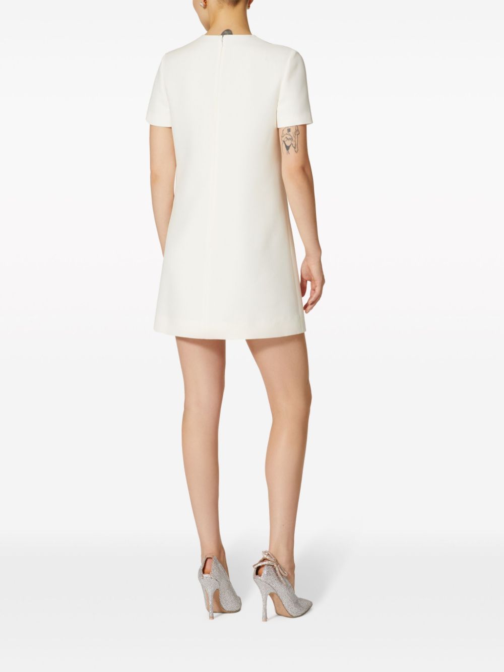 Shop Valentino Crepe Couture Embroidered Minidress In White