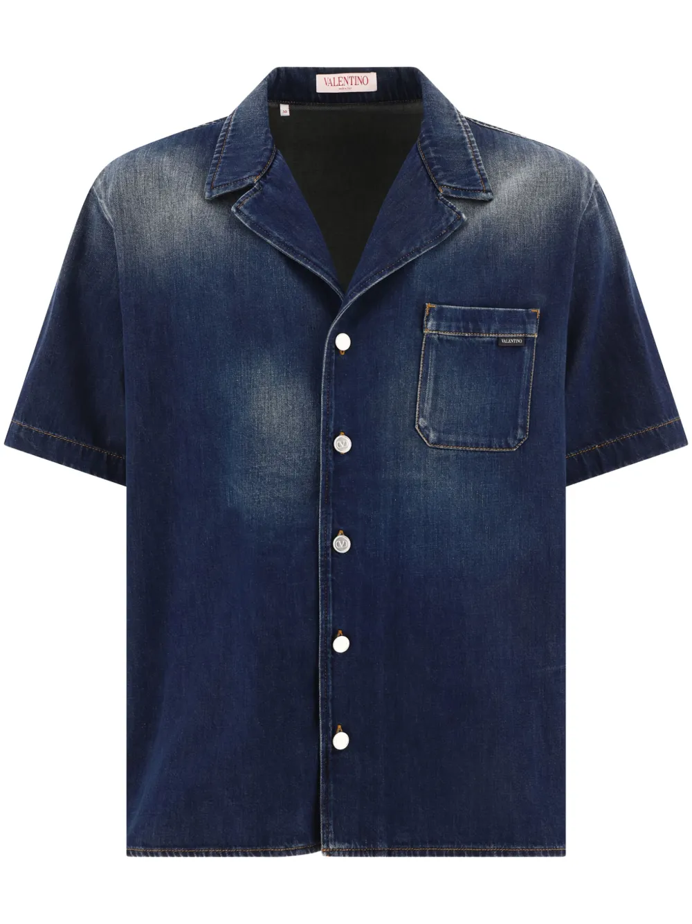 Valentino Garavani Denim bowlingshirt Blauw