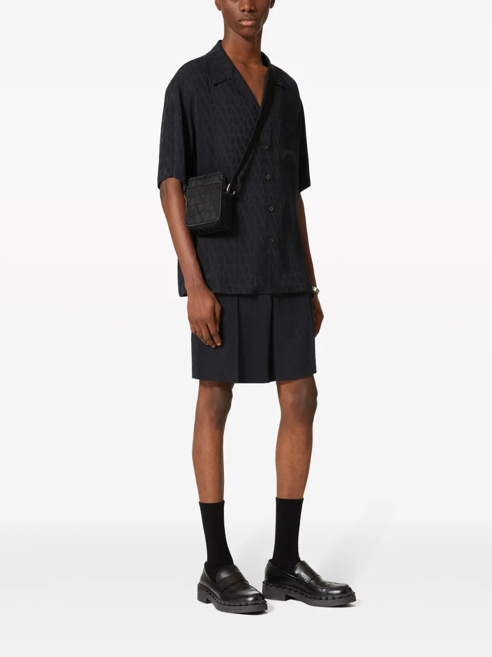 Valentino Garavani Toile Iconographe zijden bowlingshirt - Zwart
