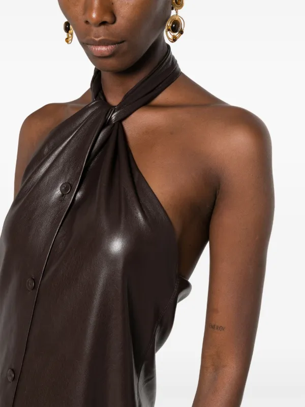 Halter neck leather outlet dress