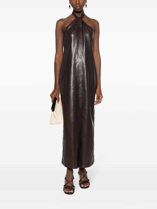 chinese dress ladies Nanushka // Black Faux Leather Wrap Dress – VSP Consignment main image 1