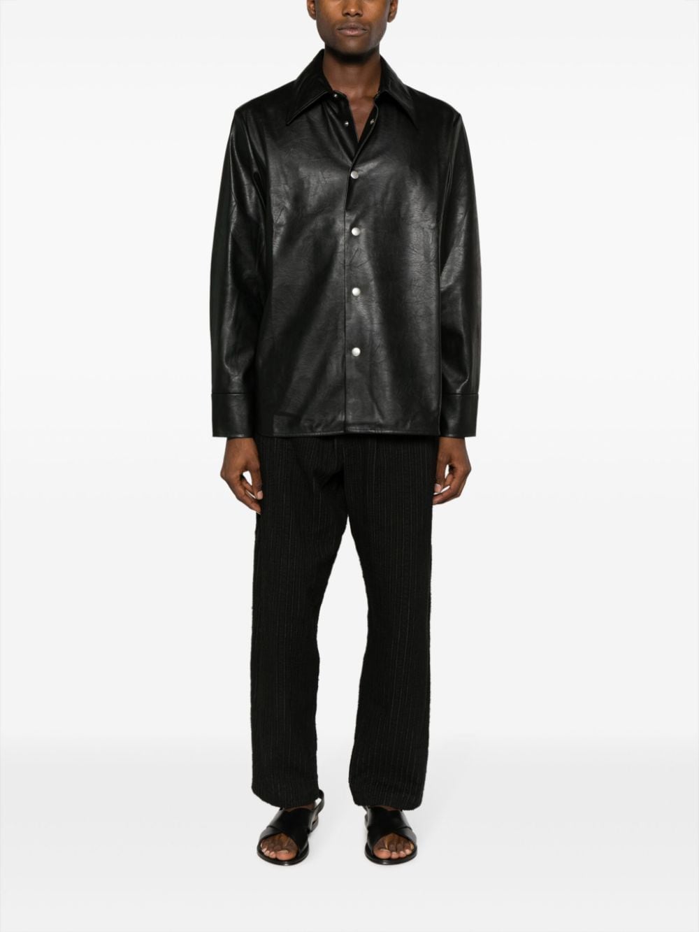 Séfr Rainier faux-leather shirt - Zwart