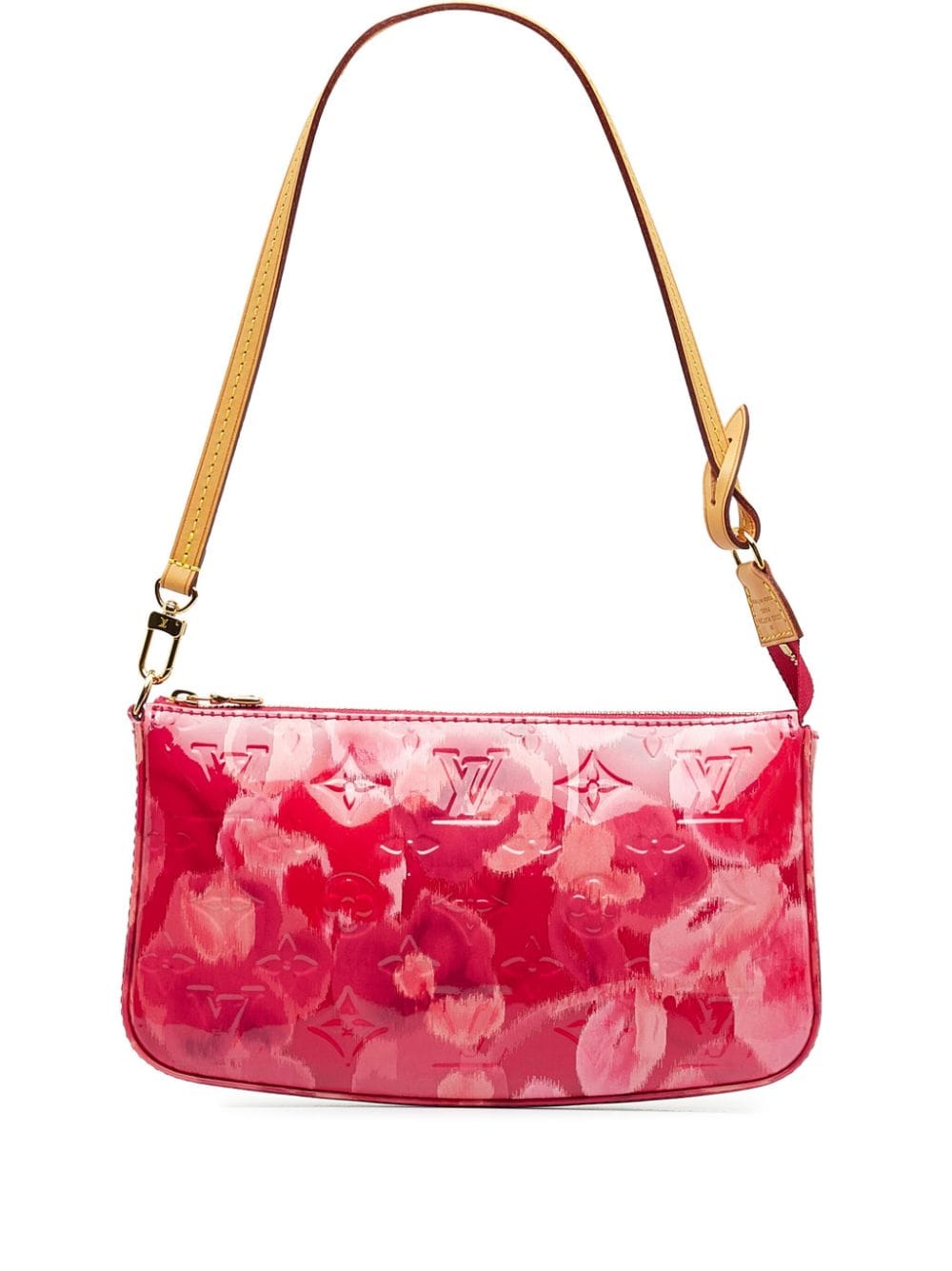 LOUIS VUITTON, a pink monogrammed vernis shoulder bag with flowers