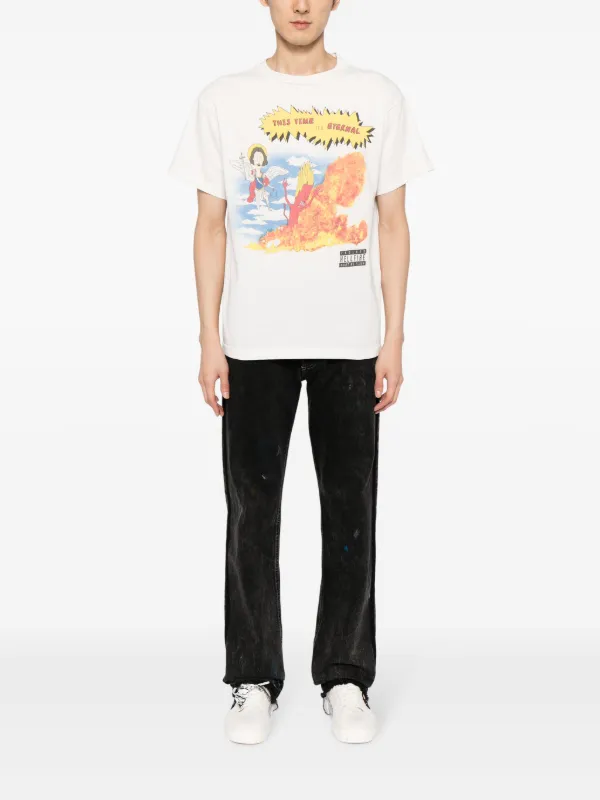 cartoon-print cotton T-shirt