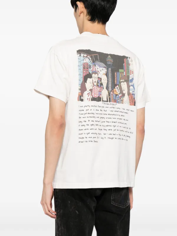 cartoon-print cotton T-shirt