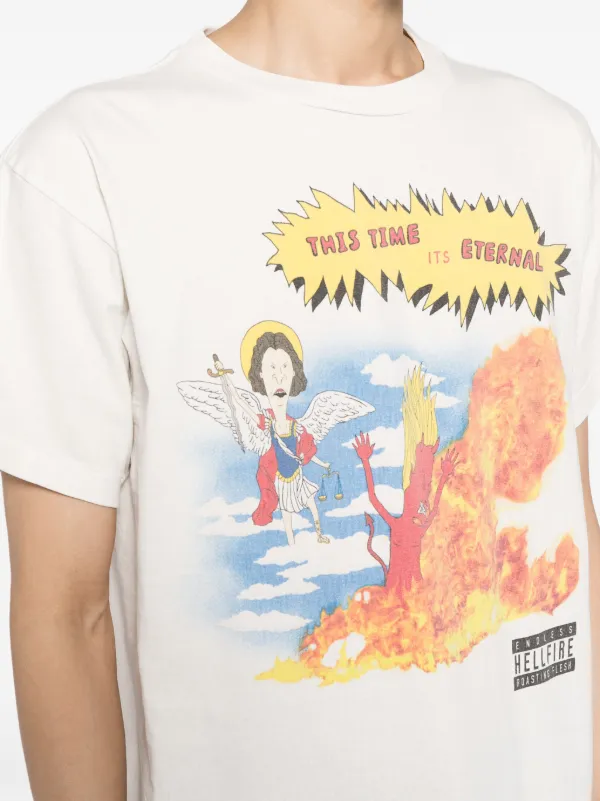 cartoon-print cotton T-shirt