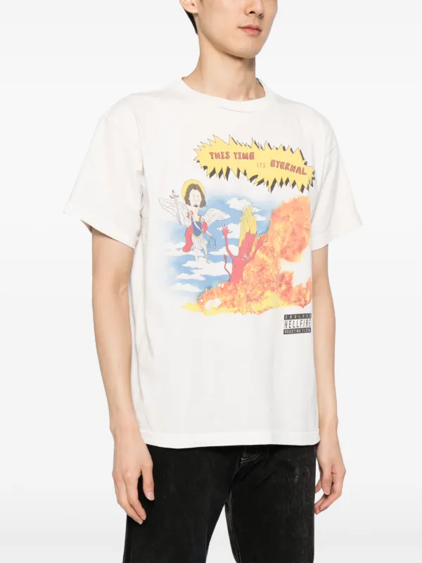 cartoon-print cotton T-shirt