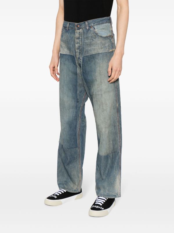 SAINT MXXXXXX distressed-effect high-rise wide-leg Jeans - Farfetch