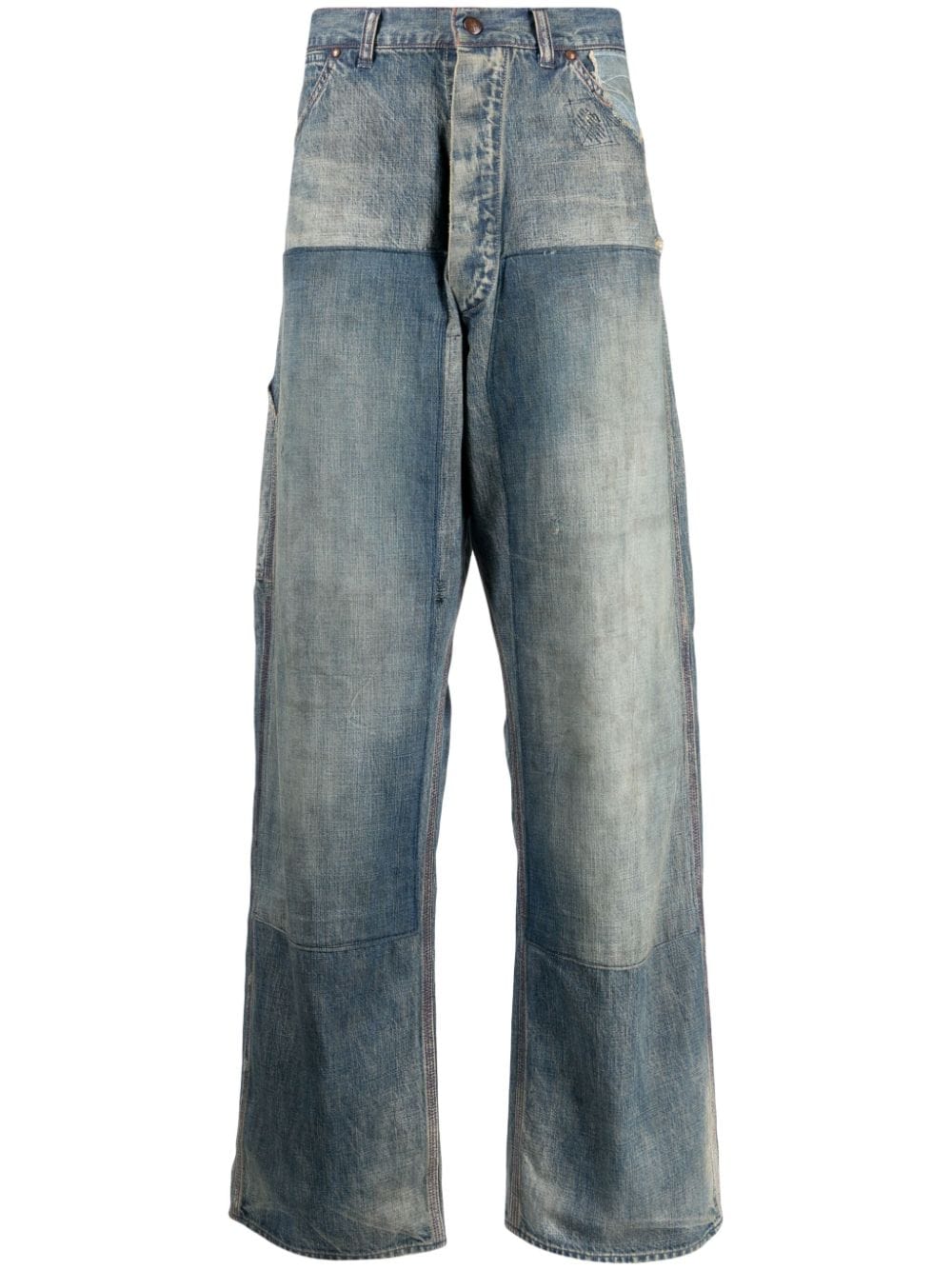 Shop Saint Mxxxxxx Distressed-effect High-rise Wide-leg Jeans In Blue