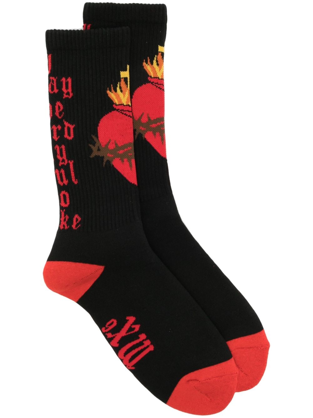 SAINT MXXXXXX heart-motif cotton-blend socks - Nero