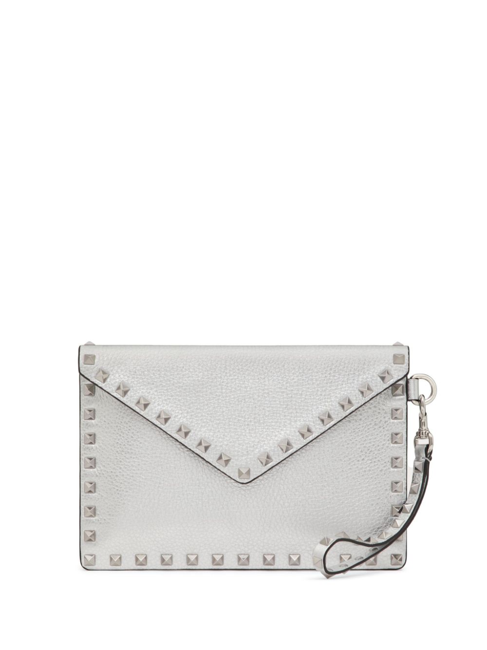 Valentino Garavani Rockstud metallic clutch Zilver