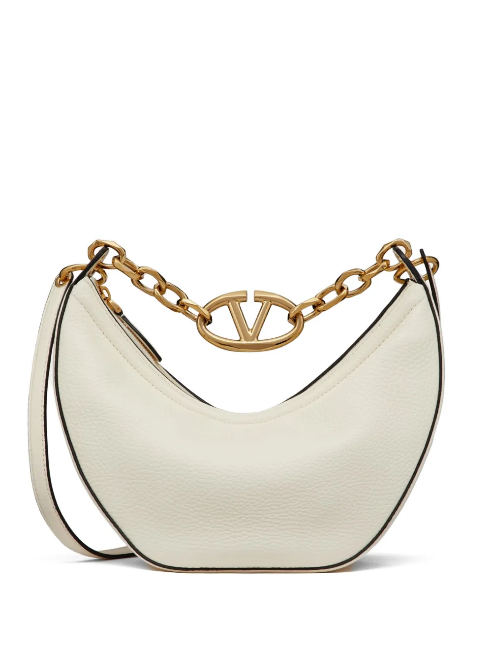 Valentino Garavani Vlogo Moon Hobo kleine shopper Beige