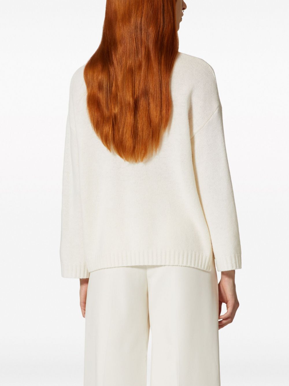 Shop Valentino Embroidered Wool Jumper In White