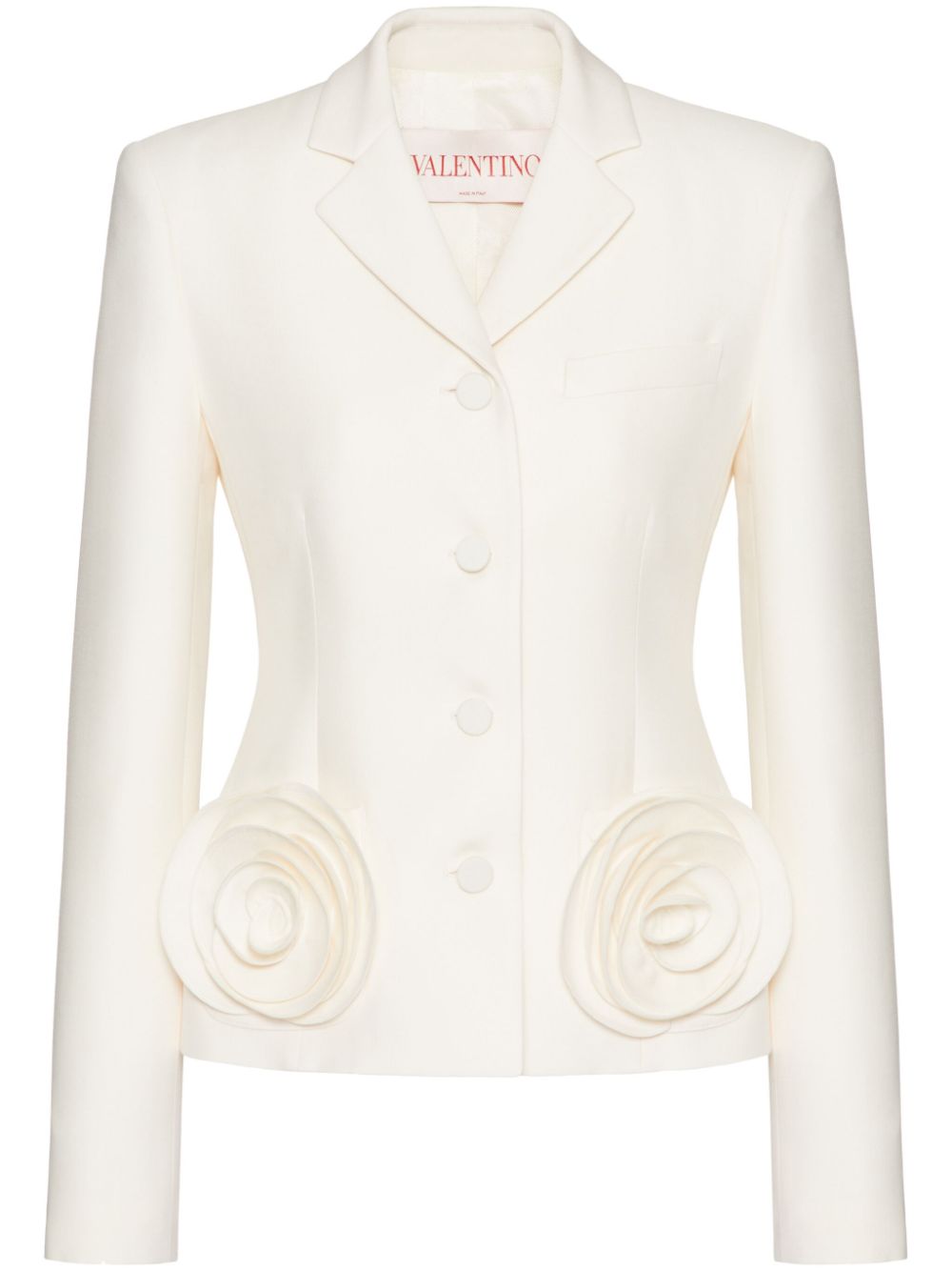 Crepe Couture rose-appliqué blazer