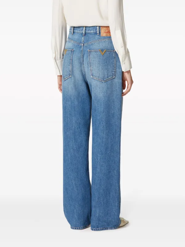 Valentino Garavani Cotton wide-leg Jeans | Blue | FARFETCH TR