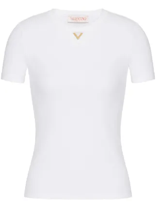 VALENTINO 半袖 Tシャツ VLTN ホワイト レディース 6052 VALENTINO (ヴァレンチノ) VLTN総柄ロゴ サイドスリット 半袖T
