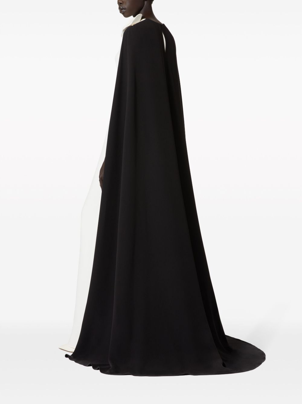 Shop Valentino Cady Couture Cape-effect Gown In Black