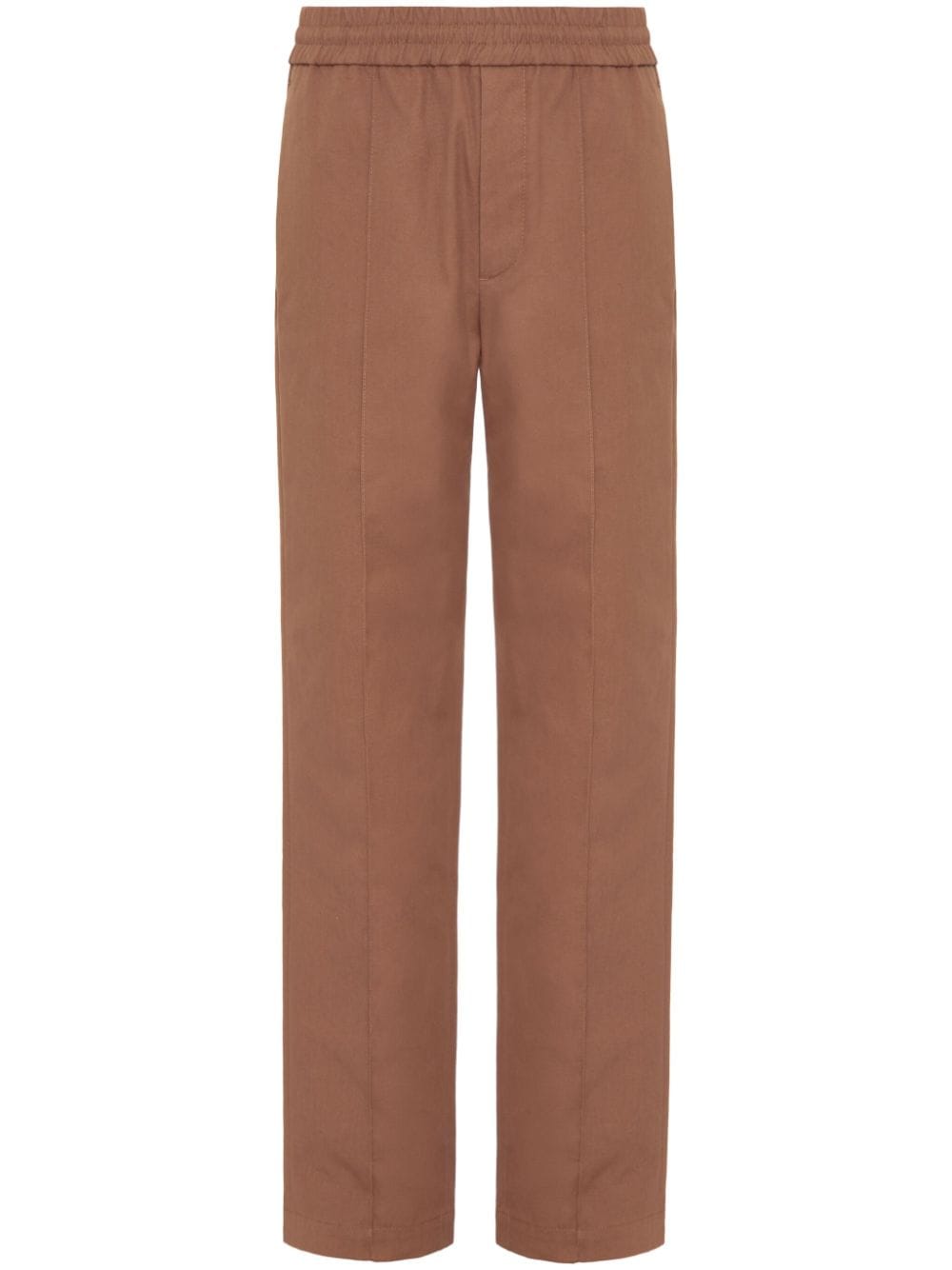 Valentino Straight-leg Cotton Trousers In Brown