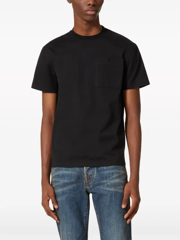 Valentino Garavani V-detail Cotton T-shirt | Black | FARFETCH Valentino Garavani V-detail Cotton T-shirt | Black | FARFETCH