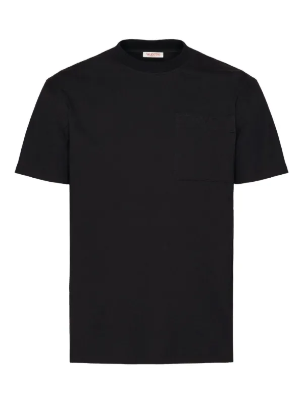 Tシャツ・カットソー Valentino Garavani Black Cotton T-Shirt Valentino Garavani V-detail Cotton T-shirt | Black | FARFETCH JO