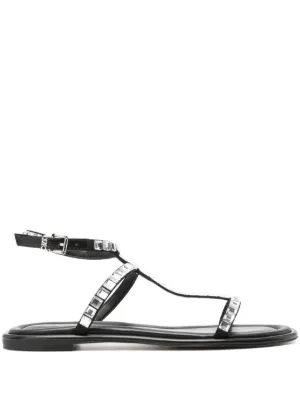 Black buckle best sale studded strap sandals