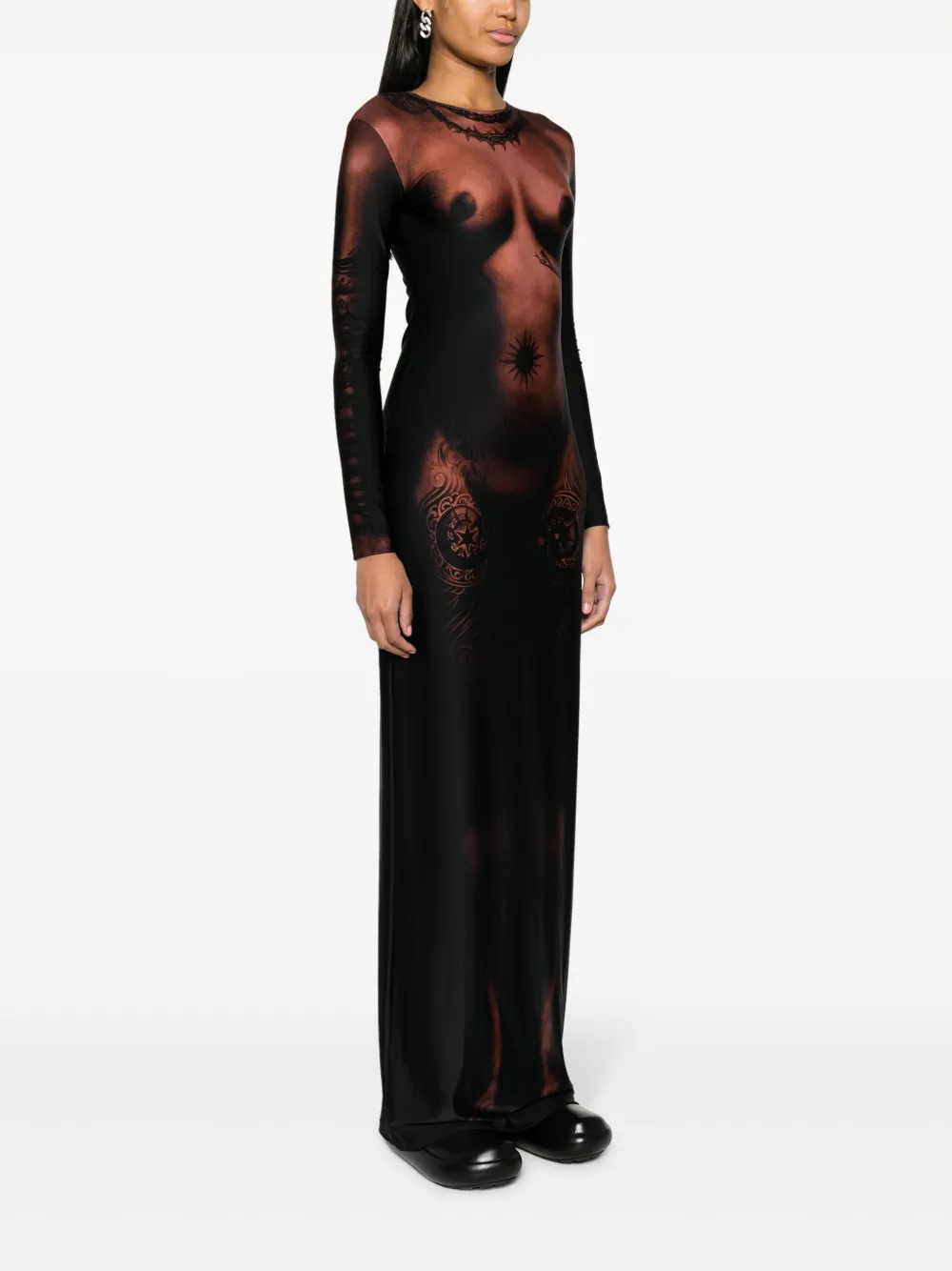 Jean Paul Gaultier Jurk met print Zwart